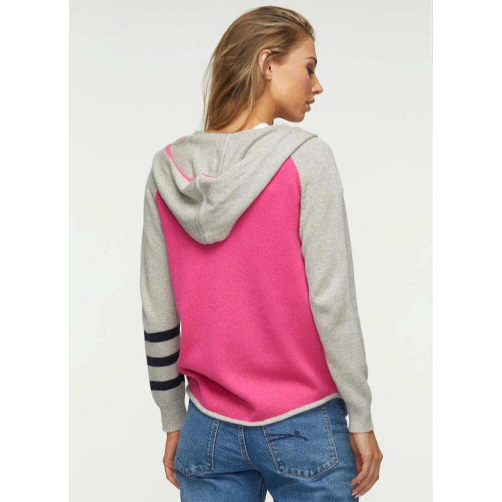 $180 Zaket & Plover Multi Media Cashmere Blend Hooded Zip Up Sweater XS - Picture 7 of 7
